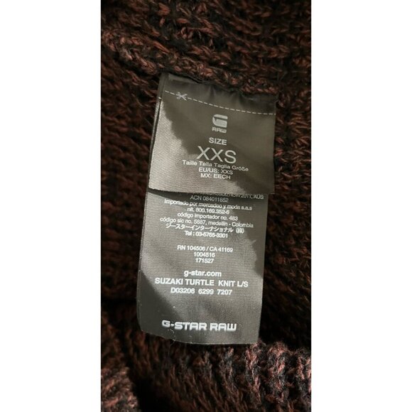 New G-Star Raw Suzaki Bordeaux Black Melange Turtle Neck Sweater Pullover - Picture 12 of 12
